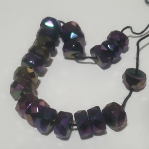 Bead Czech Fire-polished Glass Iris Purple 8x4mm Faceted Rondelle 15" Strand
